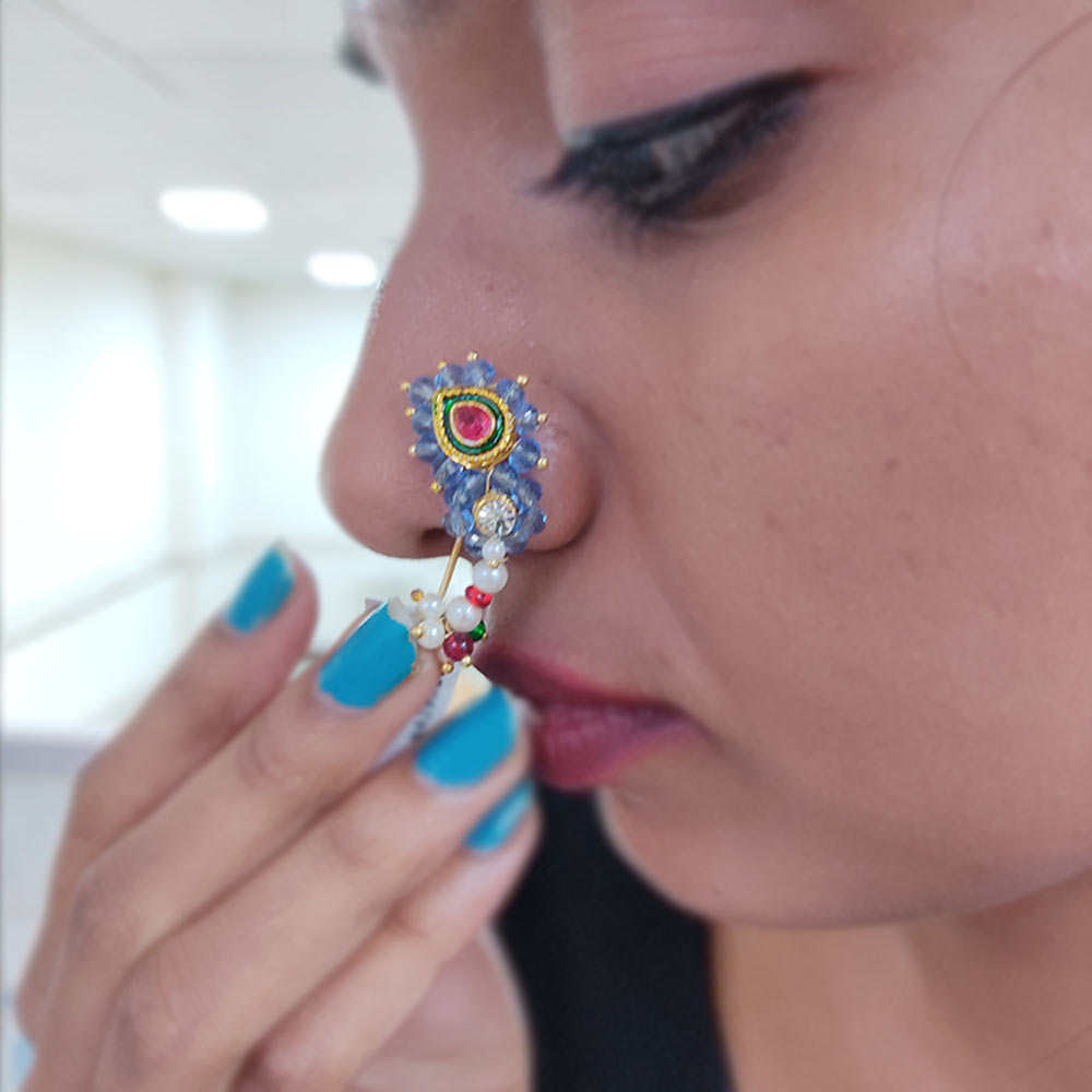 ethnic nose stud white cz stone nose stud nose piercing ring – Karizma  Jewels