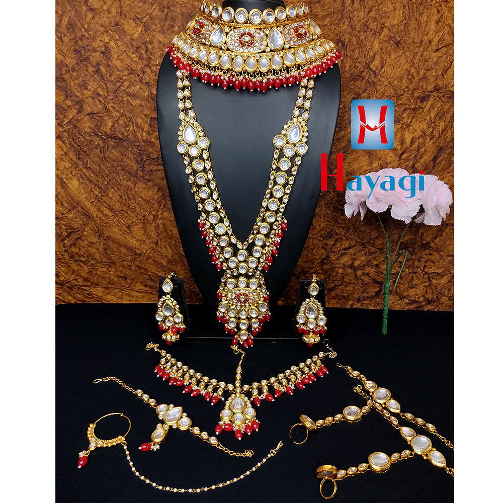 Bridal Jewellery- Golden Polki Red Beads Set Online – Hayagi