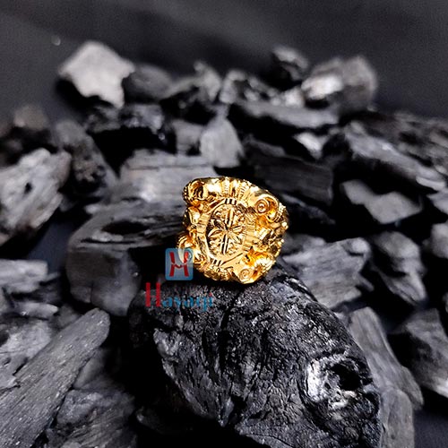 Two-Tone Gold Huge Diamond Cut Nugget Design Last Supper Two Finger Ring  (JL# R11034) - Jewelry Liquidation